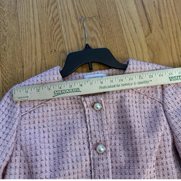 Liz Claiborne Charleston pink blazer jacket faux pearl buttons silver size 4 NWT - Picture 10 of 14
